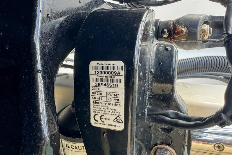 Slide: The Image of Label on Mercury Marine engine, model 200XL, for 2022 Cobia 220 Center Console boat. - 15