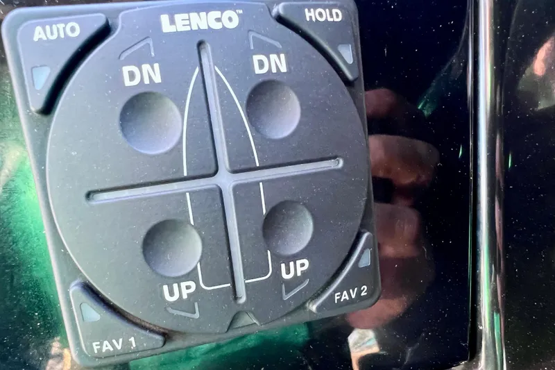 Slide: The Image of Lenco control panel on 2024 Sea Ray SLX 280 Outboard boat. - 53