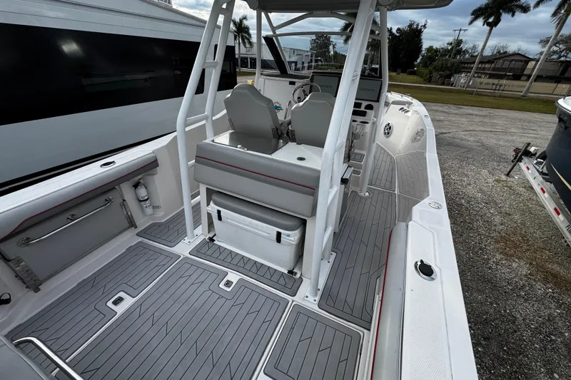 Slide: The Image of 2024 Solara S-250 CW boat interior with modern seating and sleek design. - 4
