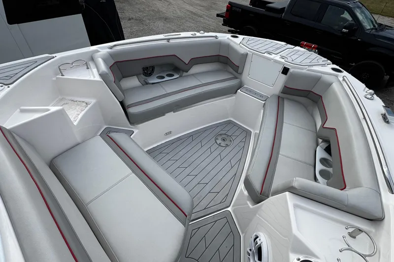 Slide: The Image of 2024 Solara S-250 CW boat interior with spacious seating and modern design. - 8
