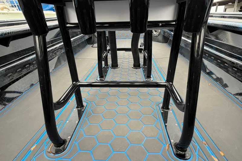 Slide: The Image of Interior view of 2025 Timber Creek 2064 boat with hexagonal floor design. - 30