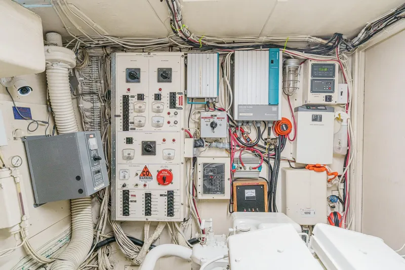 Slide: The Image of Electrical control panel in a 1971 Hatteras 53 Motor Yacht engine room. - 64