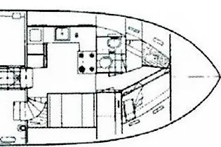 Slide: The Image of 1971 Hatteras 53 Motor Yacht floor plan, showcasing interior layout and design. - 74