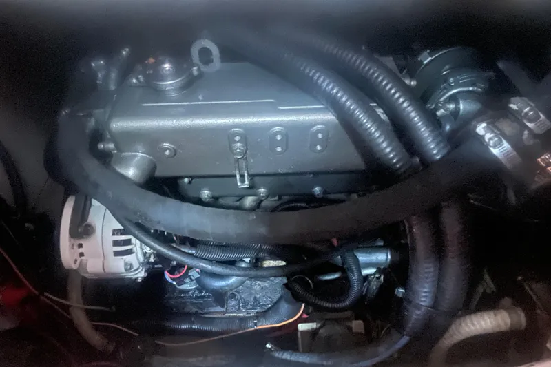 Slide: The Image of Engine compartment of a 2008 Caliber center cockpit cutter sailboat. - 86