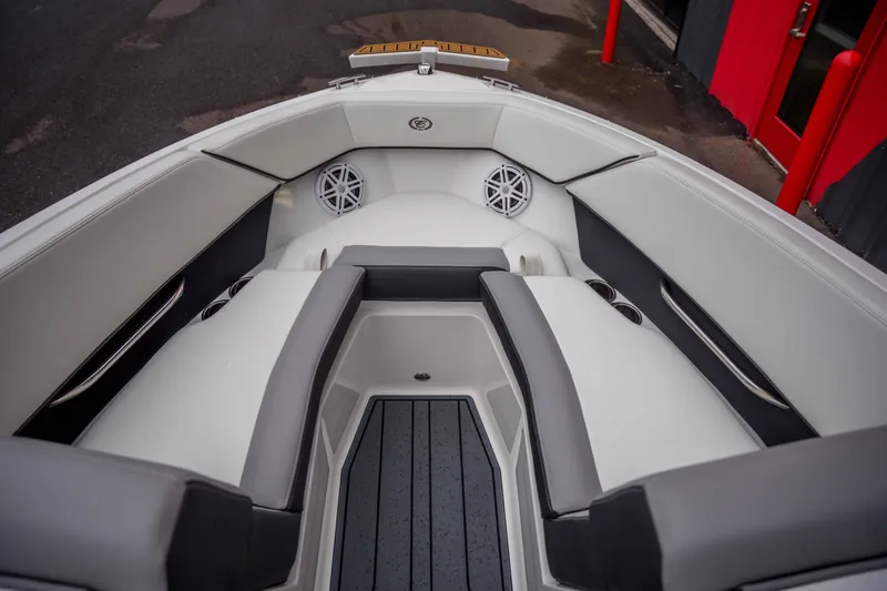 Slide: The Image of 2026 Cobalt CS22 boat interior with sleek seating and modern design. - 11