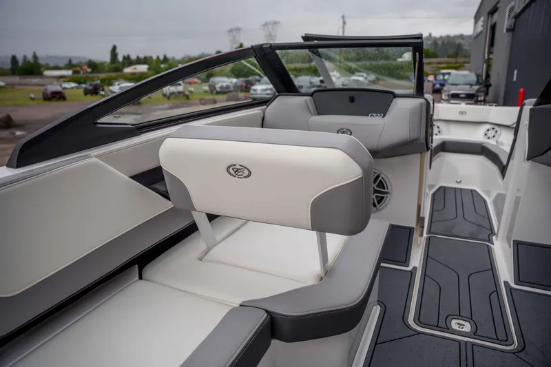 Slide: The Image of 2026 Cobalt CS22 boat interior with sleek seating and modern design. - 14