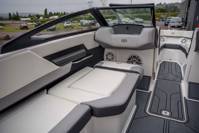 Slide: The Image of 2026 Cobalt CS22 boat interior with sleek seating and modern design. - 15