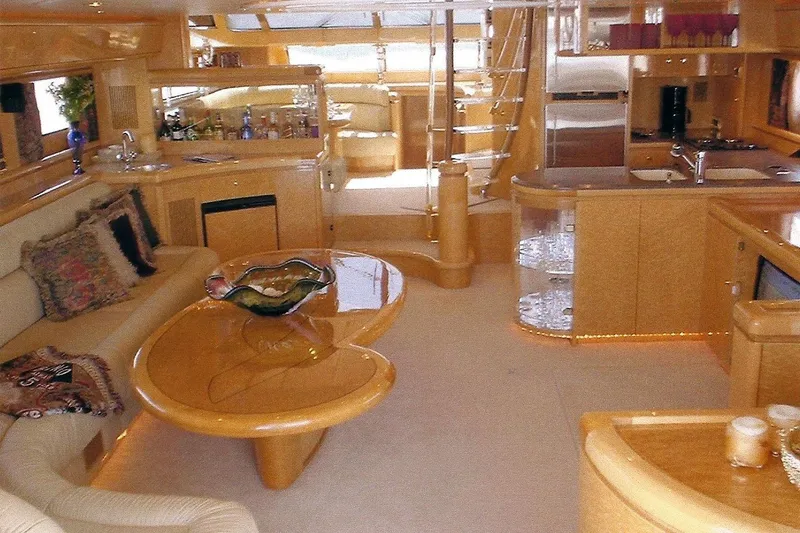 Slide: The Image of Luxurious Dyna Laguna yacht interior with elegant wood finishes and modern amenities. - 38