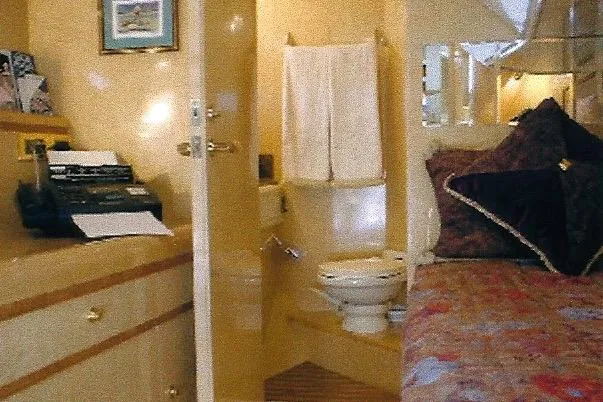 Slide: The Image of Luxurious Dyna Laguna yacht interior with cozy bedroom and compact bathroom. - 66