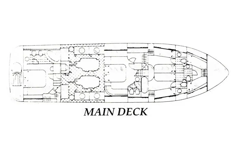Slide: The Image of Main deck layout of Dyna Laguna yacht, showcasing interior design and room arrangement. - 90