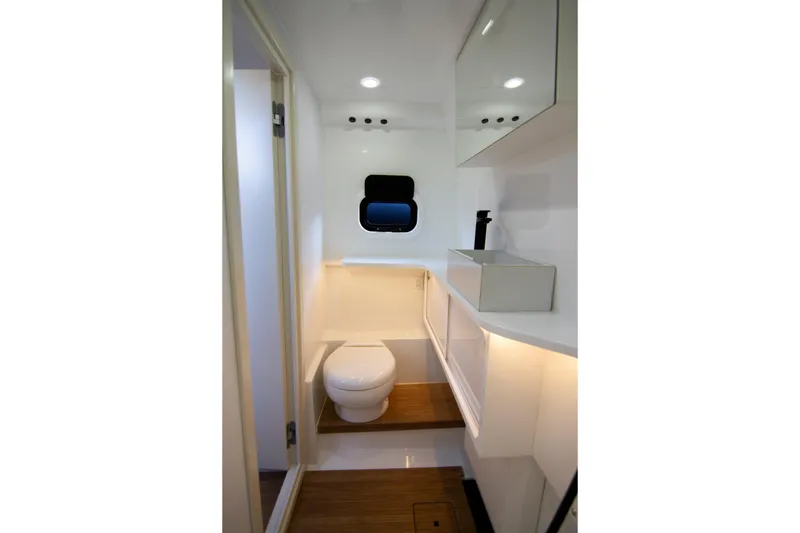Slide: The Image of Modern bathroom interior of 2026 Rock Marine RM 40 yacht, featuring sleek design and compact layout. - 10