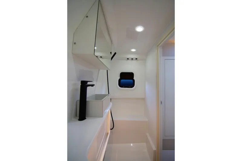 Slide: The Image of Modern bathroom interior of 2026 Rock Marine RM 40 yacht, featuring sleek design and lighting. - 11