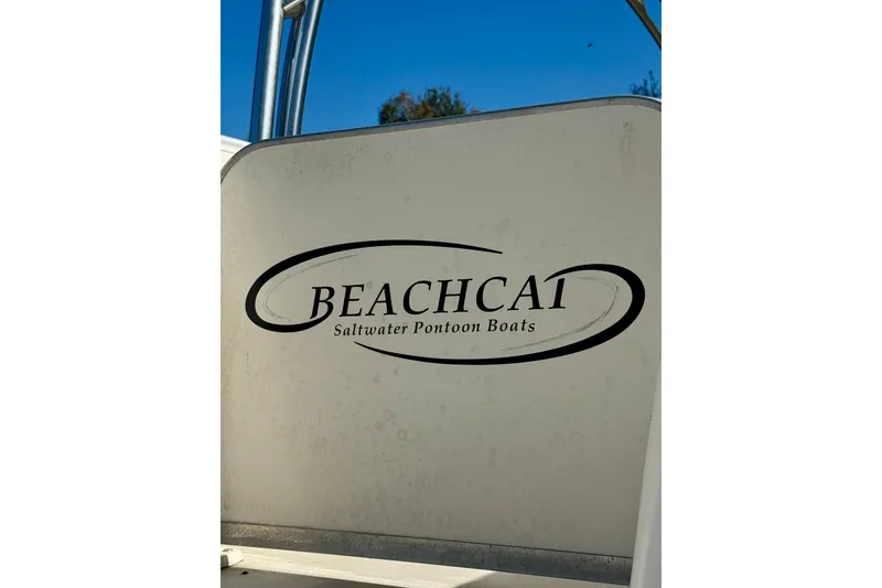 Slide: The Image of Beachcat 230 Saltwater Pontoon Boat, 2017 model, logo on boat exterior. - 21