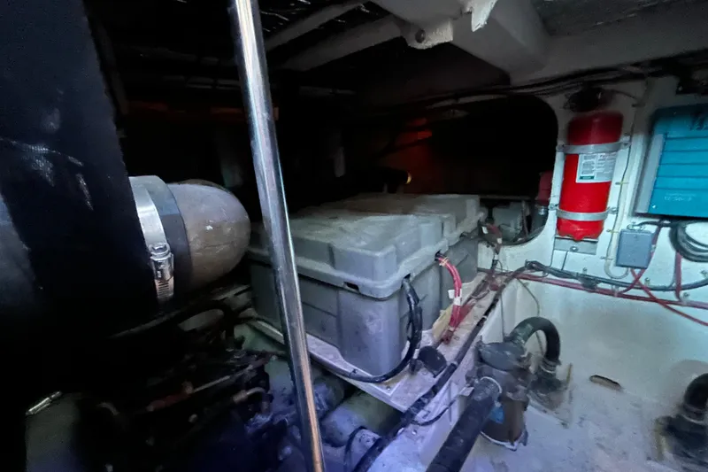 Slide: The Image of Luxurious bathroom in 1999 Maxum 4600 SCB yacht with glass shower and elegant fixtures. - 17