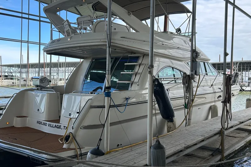 Slide: The Image of 1999 Maxum 4600 SCB yacht docked at marina, Highland Village, Texas. - 5