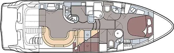 Slide: The Image of Floor plan of the 1999 Maxum 4600 SCB yacht model. - 8