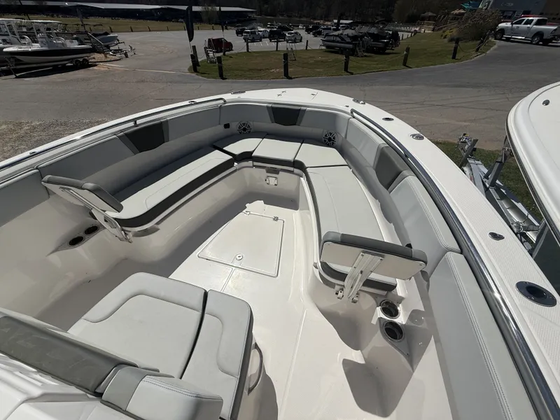 Slide: The Image of Interior view of the 2026 Robalo R300 Center Console boat. - 10