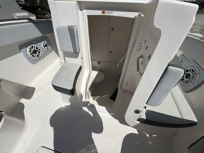 Slide: The Image of Interior of 2026 Robalo R300 Center Console with seating. - 13