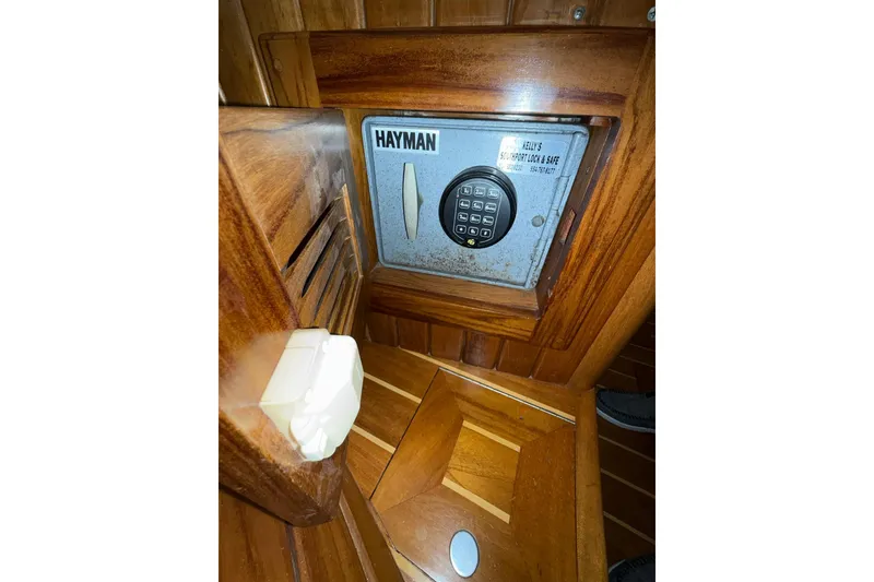 Slide: The Image of Secure safe inside 2000 Cabo Rico Cutter 45 yacht, featuring keypad lock. - 35
