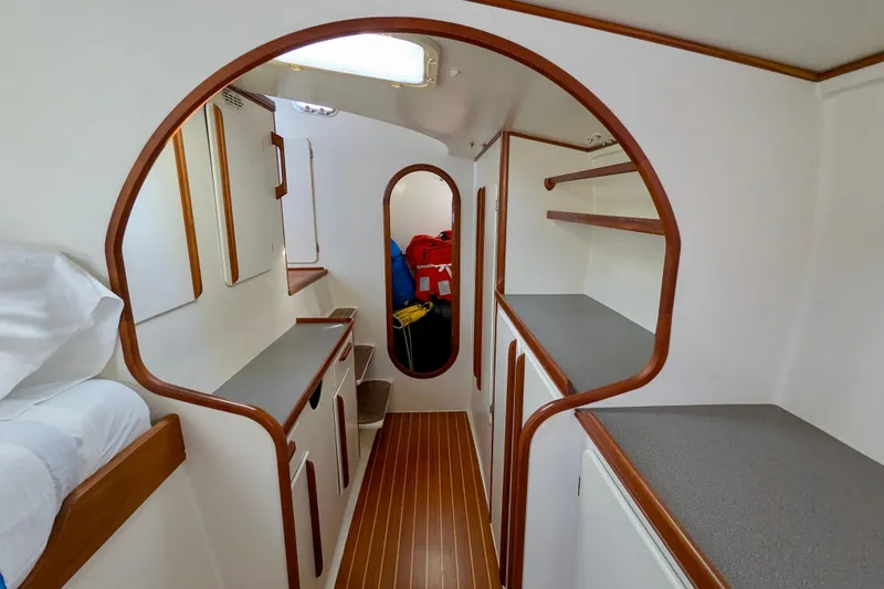Slide: The Image of Interior of 2003 Chris White Atlantic 42 yacht with wooden accents and modern design. - 60