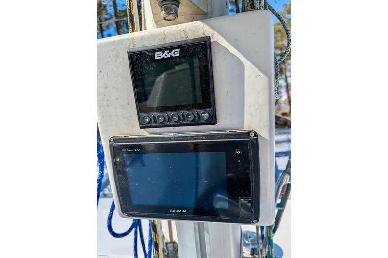 Slide: The Image of B&G and Garmin navigation displays on 2003 Chris White Atlantic 42 sailboat. - 72