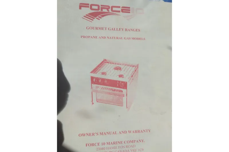 Slide: The Image of Force 10 Marine Company gourmet galley ranges manual cover, propane and natural gas models. - 80