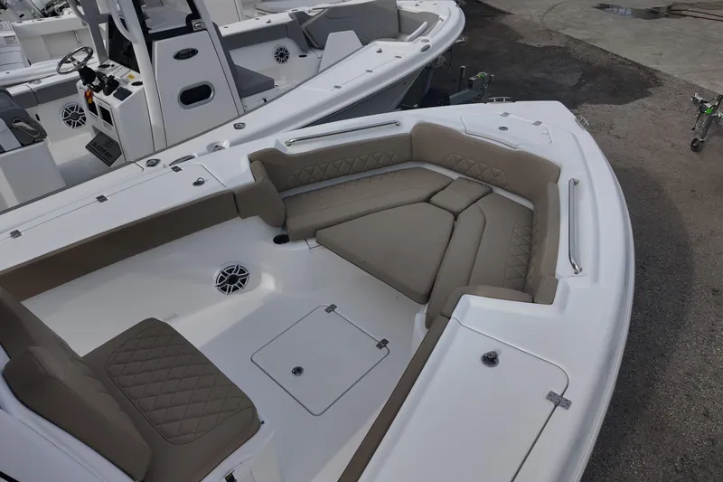 Slide: The Image of 2026 Blazer Bay 2600 Makaira boat interior with enclosed marine toilet. - 10