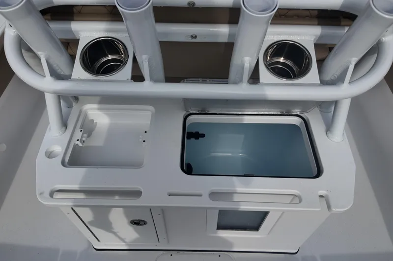 Slide: The Image of 2026 Blazer 2600 Makaira boat interior with helm, seating, and modern controls. - 6