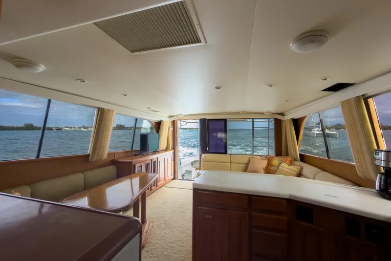 Slide: The Image of Interior of 1996 Viking 50 Sport Fisher Convertible yacht with panoramic water views. - 34