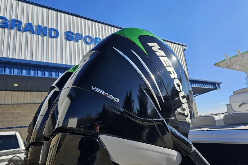 Slide: The Image of Mercury Verado engine on 2014 Concept 36' CC boat at Grand Sport facility. - 43