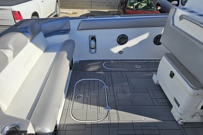 Slide: The Image of Interior of a 2014 Concept 36' CC boat with seating and storage. - 53