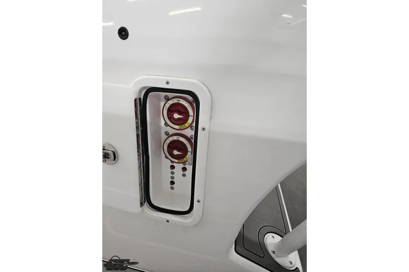 Slide: The Image of Control panel on 2014 Concept 36' CC boat with red switches and indicators. - 69