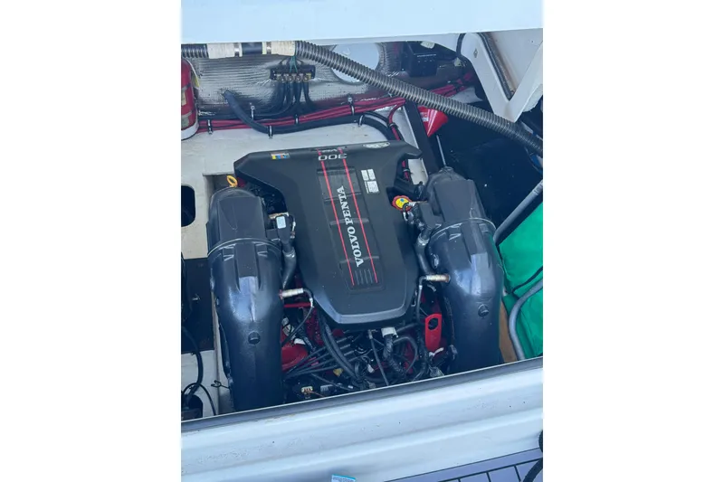 Slide: The Image of Engine compartment of a 2014 Regal 3200 Bowrider with Volvo Penta engine. - 19