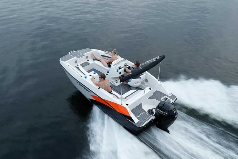 Slide: The Image of 2023 Starcraft SVX 171 boat cruising on water with passengers. - 3