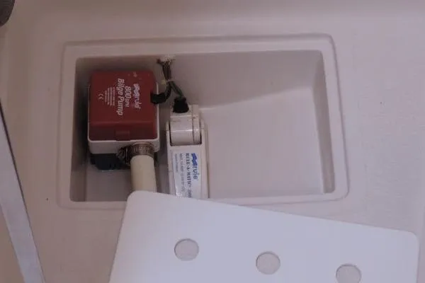 Slide: The Image of Bilge pump system in a 2008 Catalina 350 MkII sailboat compartment. - 34