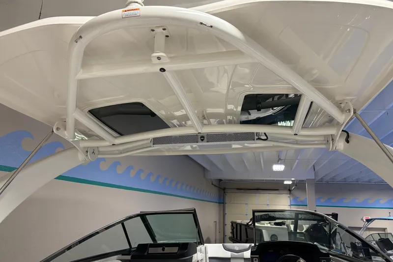 Slide: The Image of 2021 Chaparral 30 Surf boat interior with sleek design and modern features. - 21