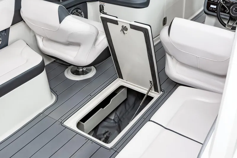 Slide: The Image of Manufacturer Provided Image: 2021 Chaparral 30 Surf boat interior with open storage compartment. - 28
