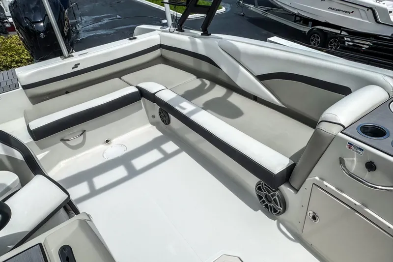 Slide: The Image of 2024 Starcraft SVX 211 OB boat interior with spacious seating and modern design. - 7