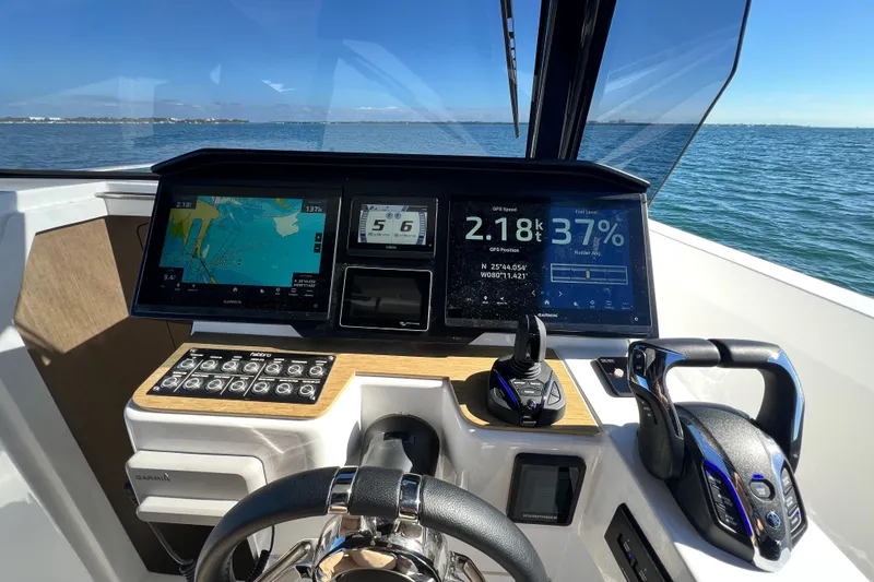 Slide: The Image of Cockpit of 2026 Fabbro F33 boat with advanced navigation and control systems. - 15