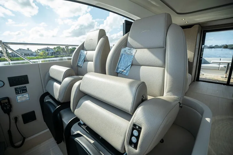 Slide: The Image of Luxurious interior seating of 2026 Azimut Fly 53 yacht with scenic water view. - 14