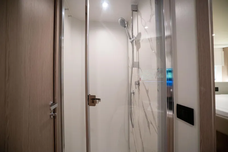 Slide: The Image of Luxurious shower area in 2026 Azimut Fly 53 yacht, featuring modern design and fixtures. - 23