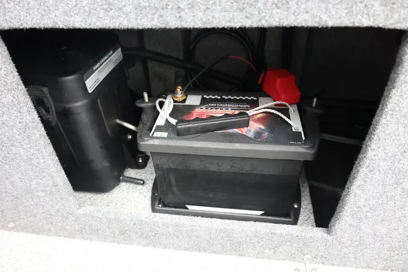 Slide: The Image of Battery compartment of 2026 Thunder Jet 210 Luxor Limited boat, featuring wiring and components. - 42