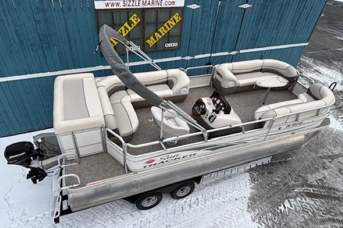 Slide: The Image of 2004 Sun Tracker Party Barge 22 Regency Edition pontoon boat at Sizzle Marine dealership. - 6