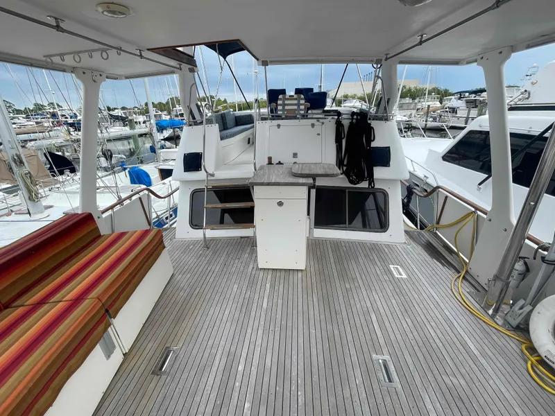 Slide: The Image of Wooden interior of a 1986 Kha Shing Spindrift yacht. - 34