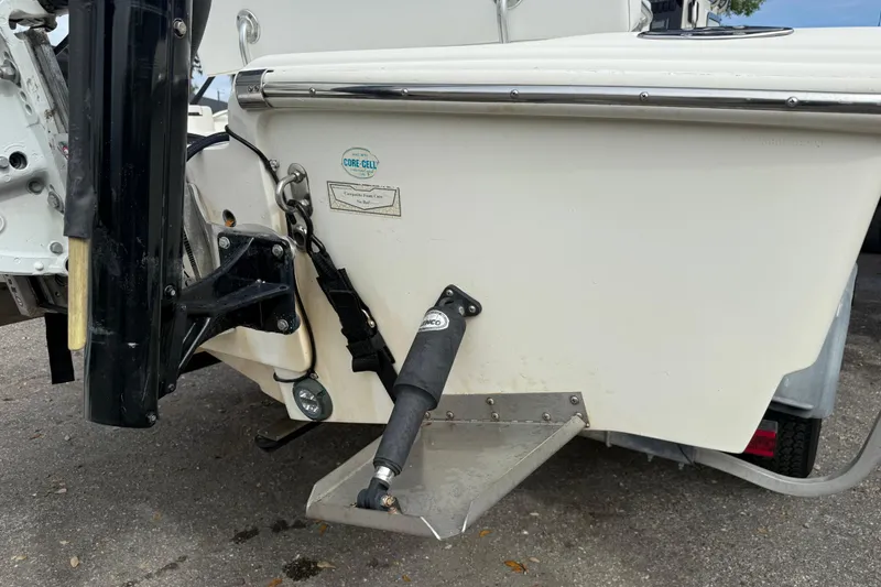 Slide: The Image of 2003 Scout 240 Bay Scout boat transom with Core-Cell construction and hydraulic components. - 12