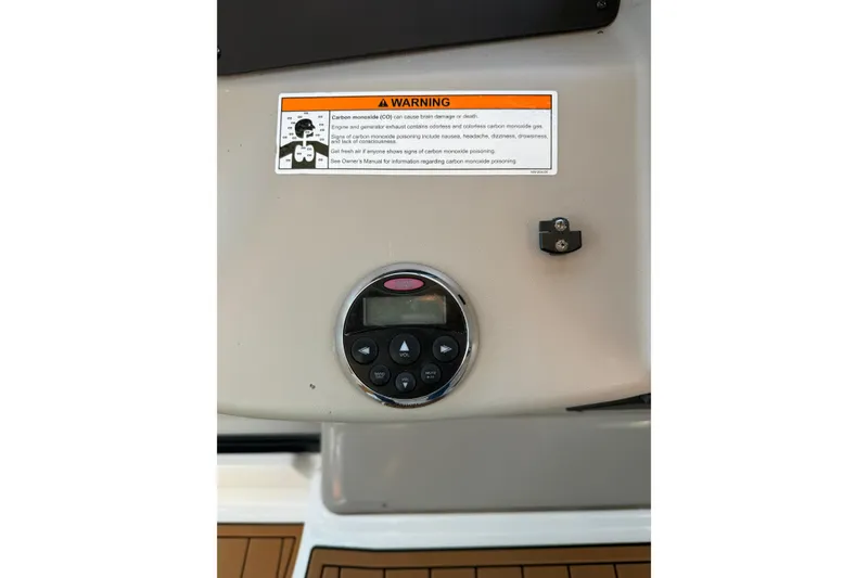 Slide: The Image of Control panel and warning label on 2006 Sea Ray 340 Sundancer boat. - 19