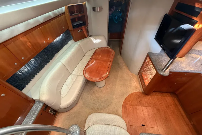 Slide: The Image of Luxurious bedroom interior of 2005 Formula 48 Yacht with elegant bedding and ambient lighting. - 35