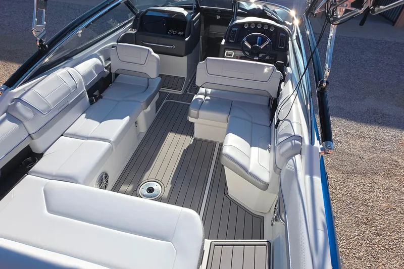 Slide: The Image of 2021 Formula 270 Bowrider interior with luxurious seating and modern dashboard. - 13
