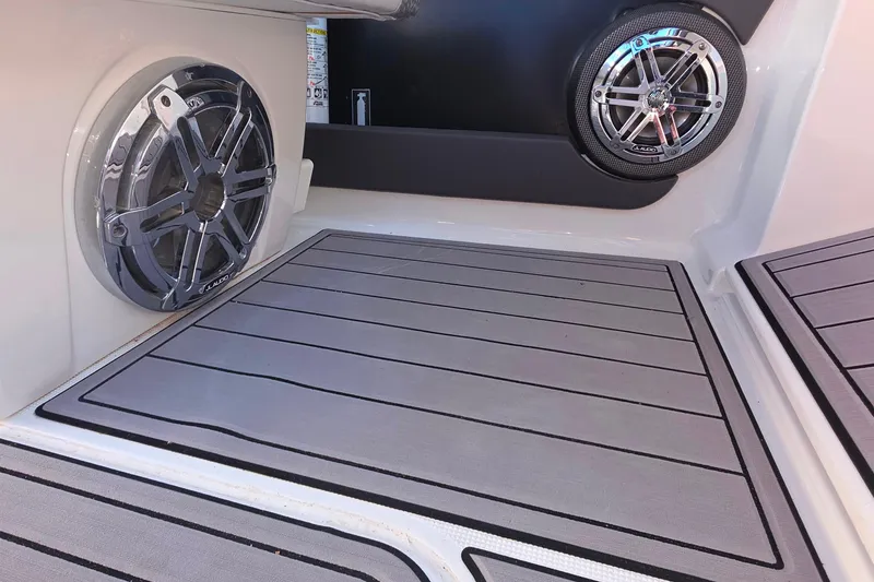 Slide: The Image of 2021 Formula 270 Bowrider interior with JL Audio speakers and non-slip flooring. - 34