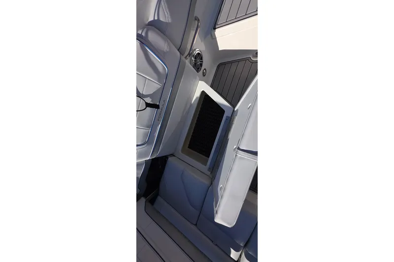 Slide: The Image of 2021 Formula 270 Bowrider interior seating and storage compartment. - 35